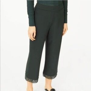 Club Monaco Prudeen Cropped Lace Hem Pants Green Size 2 Wide Leg